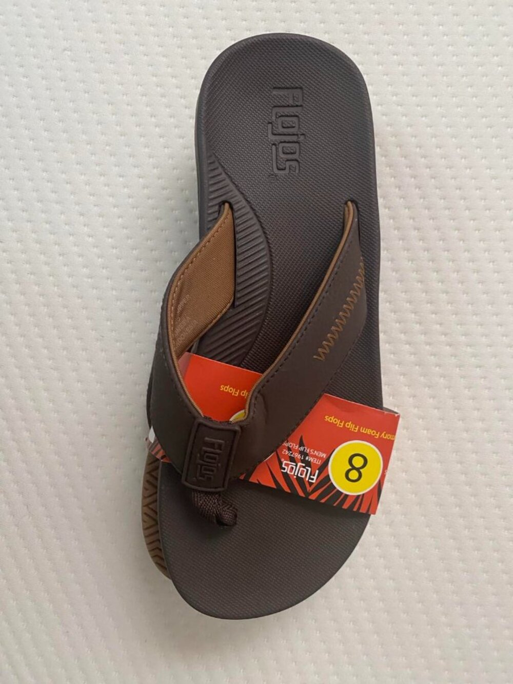 Flojos Men's Memory Foam Flip Flop Sandals available in color Brown